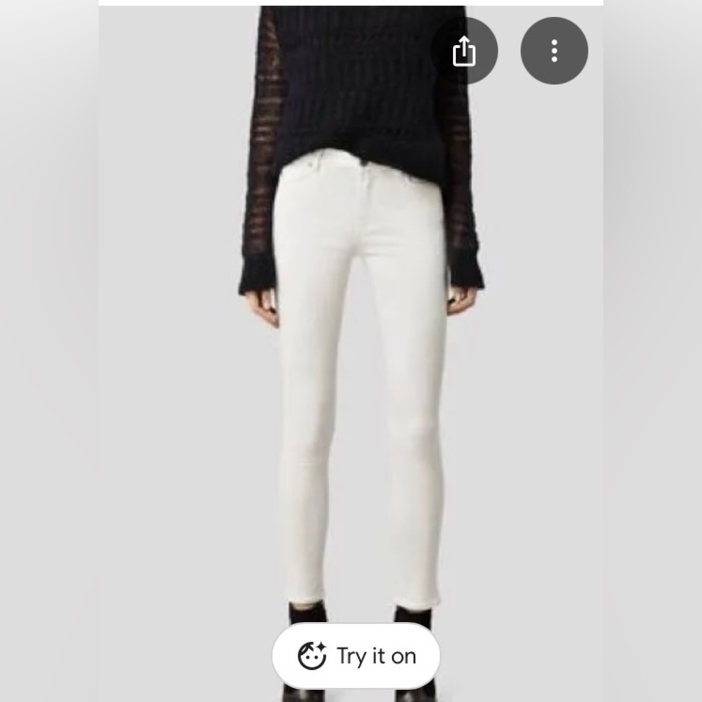 All Saints Grace white skinny  jeans size 25